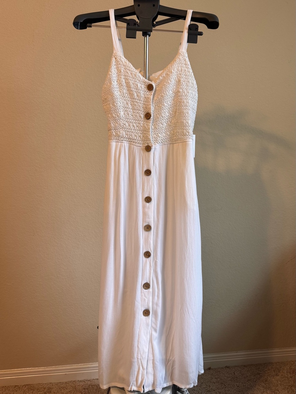 White Button-Front Backless Dress